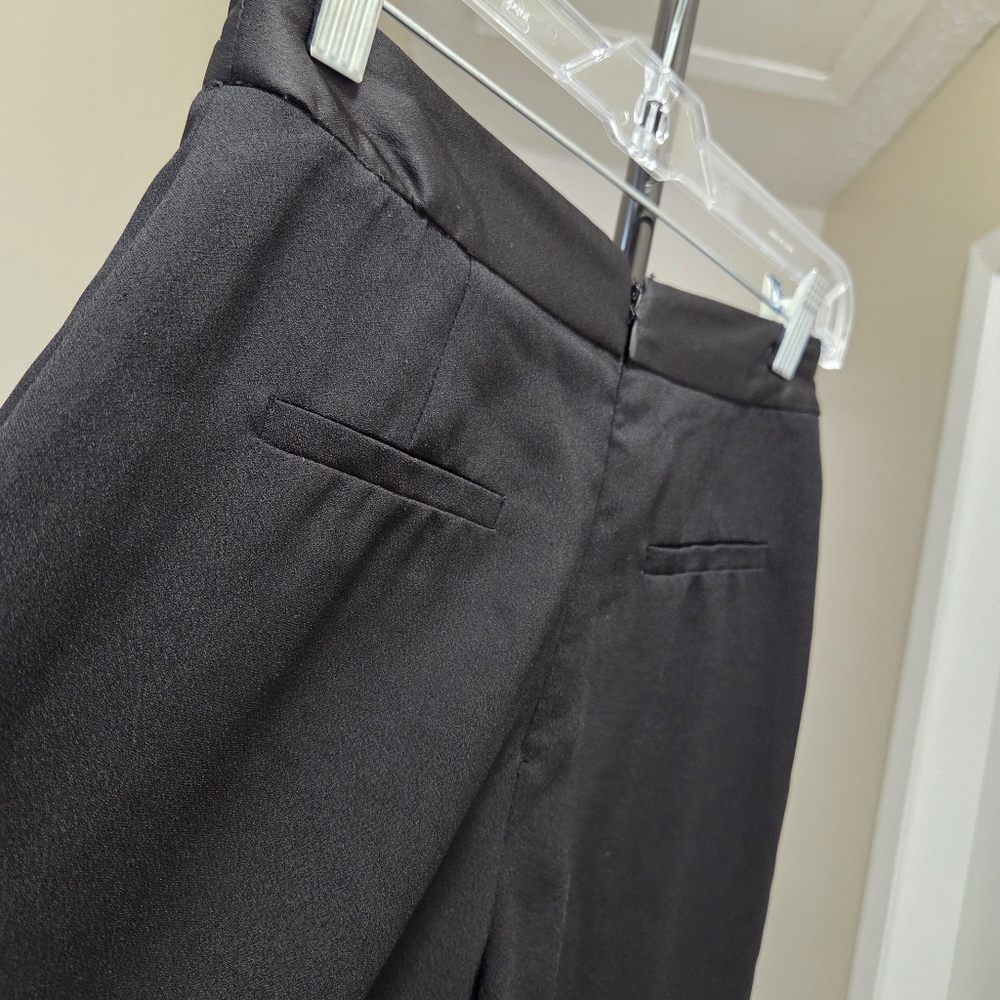 Topshop Black High-Waisted Wide Leg Pants | Chic Flowing Trouser - Picture 8 of 9